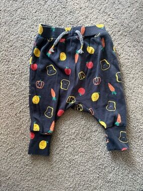 RARE Joe Fresh Baby Harem Pants - Fruit & Toast Print - 0-3M
